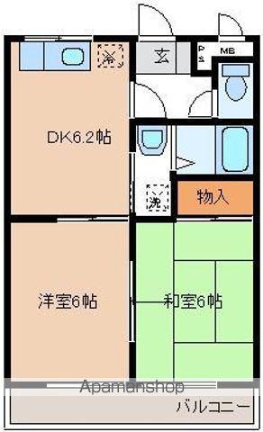 アルカディアハイツ(2DK/1階)の間取り写真