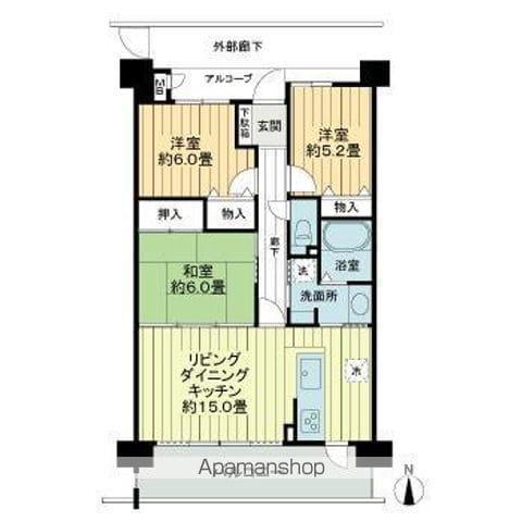 サーパス市駅南(3LDK/3階)の間取り写真