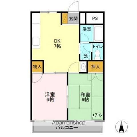 ファーストグリーンA(2DK/2階)の間取り写真