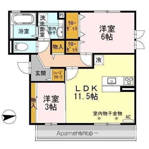 ＩＲいしかわ鉄道 野々市駅(ＩＲ) 徒歩13分 3階建 築14年(2LDK/1階)の間取り写真