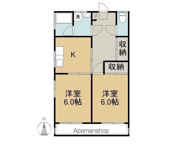 岡田ハイツ西棟(2K/2階)の間取り写真