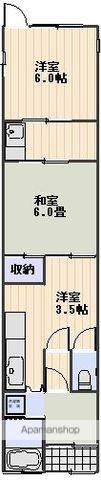 宇野線 備前西市駅 徒歩72分 1階建 築32年(2K)の間取り写真