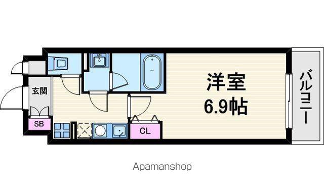 クローバー・ビュー上本町(1K/8階)の間取り写真