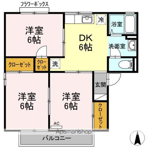 アーバンライフ赤木 B(3DK/1階)の間取り写真