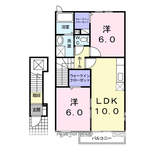 ステージ芦田川C(2LDK/2階)の間取り写真