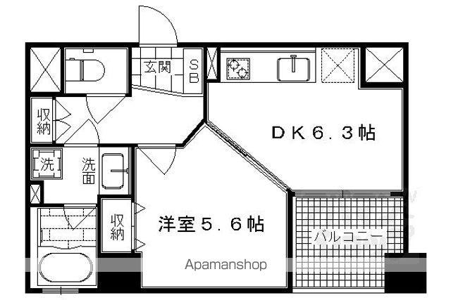 クリスタルグランツ西大路三条(1DK/2階)の間取り写真