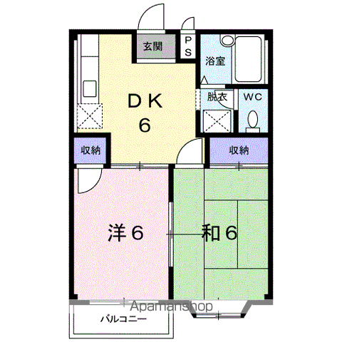 アーバンヒルズ(2DK/2階)の間取り写真