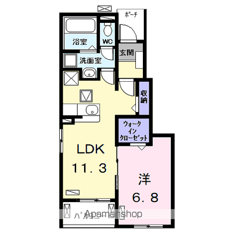ルミナーレ Ⅱ(1LDK/1階)の間取り写真
