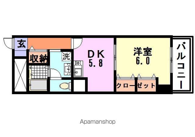 エダム武庫之荘(1DK/2階)の間取り写真