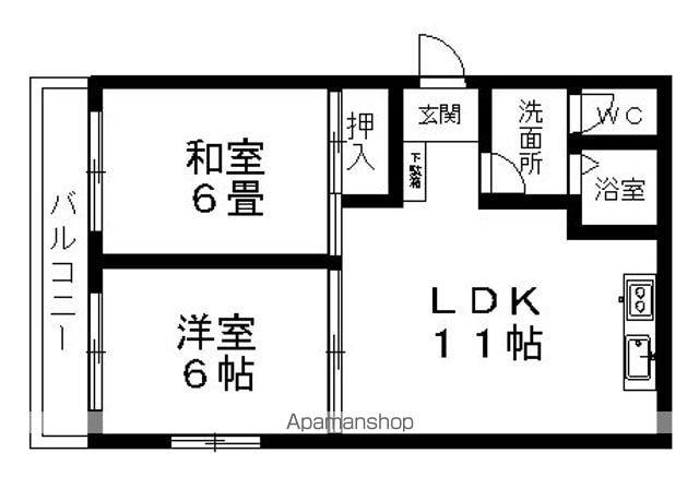 セカンドパーティ(2LDK/3階)の間取り写真