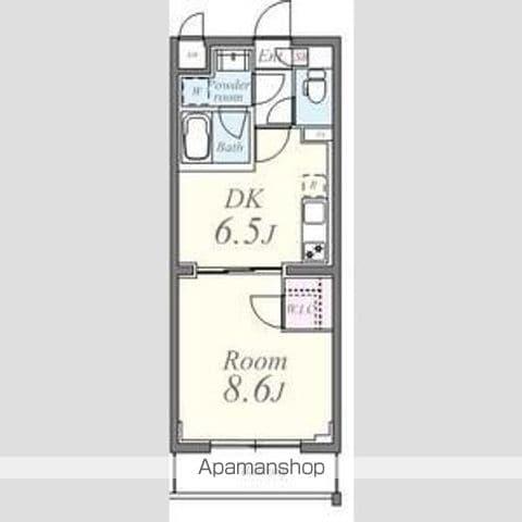 セローム亀島(1DK/1階)の間取り写真