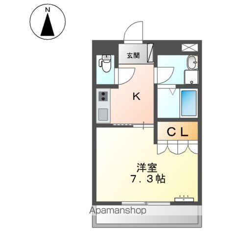 フルールYRⅡ(1K/2階)の間取り写真