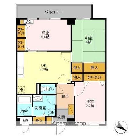 パインツリーコート(3DK/2階)の間取り写真