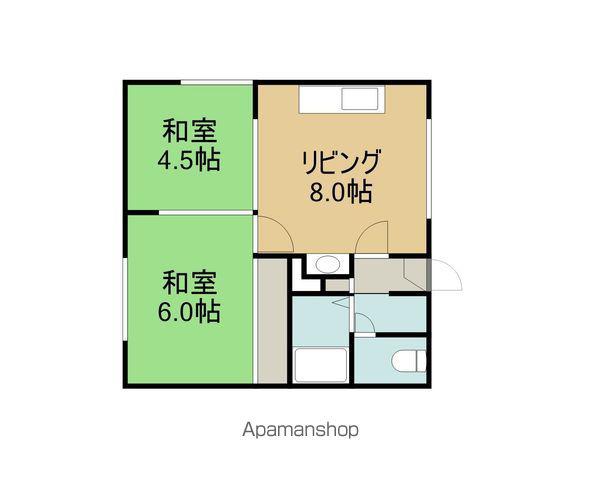 ハイツオアシス(2DK/2階)の間取り写真