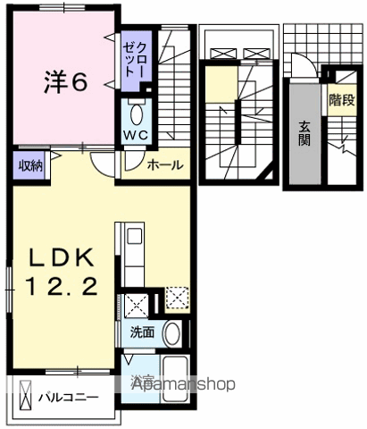 オルテンシアⅢ(1LDK/3階)の間取り写真