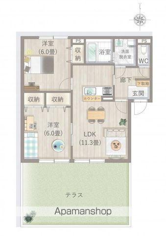 マリベール円座(2LDK/1階)の間取り写真