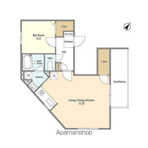 ヴィラクレール文京小石川(1LDK/5階)の間取り写真