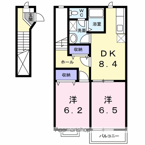 グリーンハイツ(2DK/2階)の間取り写真