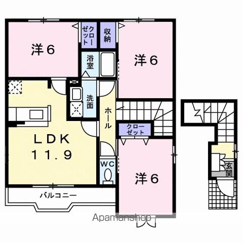 ベル・ソレイユ A(3LDK/2階)の間取り写真