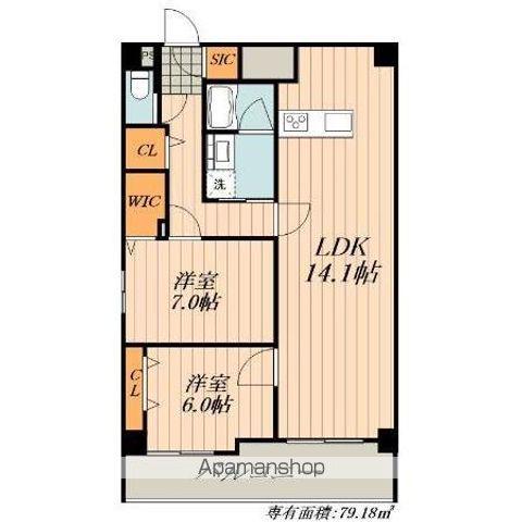 ロイヤルカーサ千種(2LDK/5階)の間取り写真