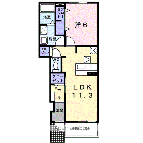 メゾンエスポワール(1LDK/1階)の間取り写真