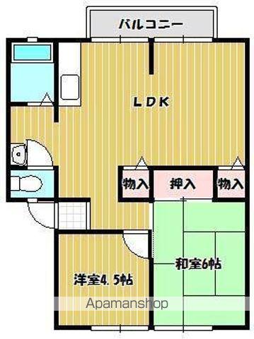 サンビレッジ六番街B棟(2LDK/2階)の間取り写真