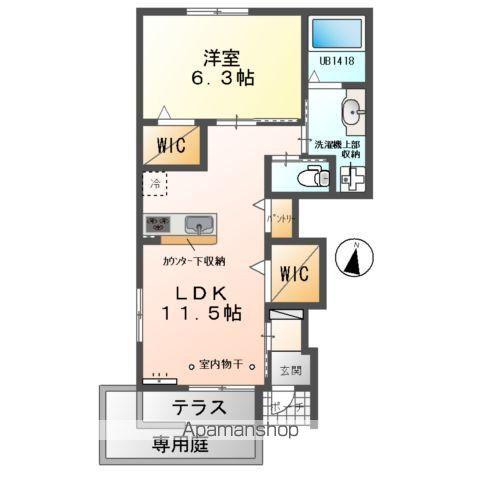 ピュア・フルーレ(1LDK/1階)の間取り写真