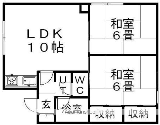 TSUKASAコーポ(2LDK/2階)の間取り写真