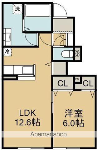 D-ROOM七重浜(1LDK/1階)の間取り写真
