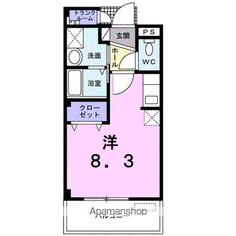 ソレイユ新狭山(ワンルーム/3階)の間取り写真
