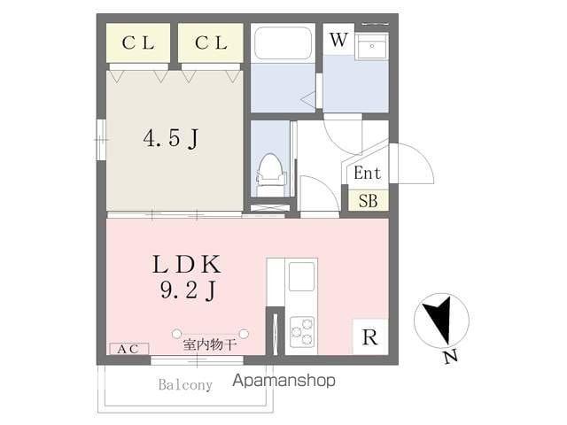 サニーノーブル(1LDK/2階)の間取り写真