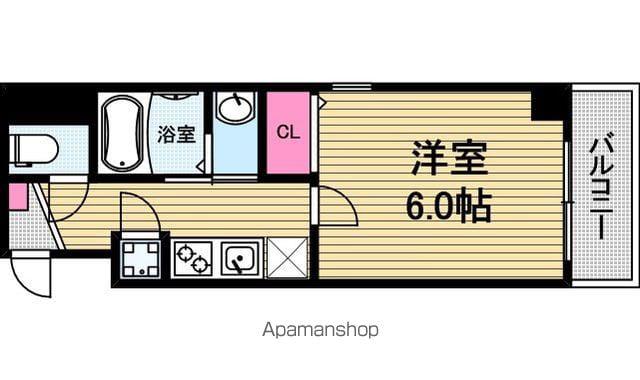 大阪メトロ谷町線 谷町六丁目駅 徒歩5分 10階建 築18年(1K/9階)の間取り写真