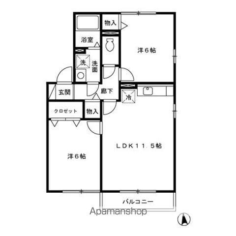 FYふるしろ B棟(2LDK/2階)の間取り写真