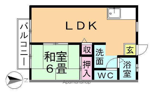 タウンアカンサス(1LDK/1階)の間取り写真