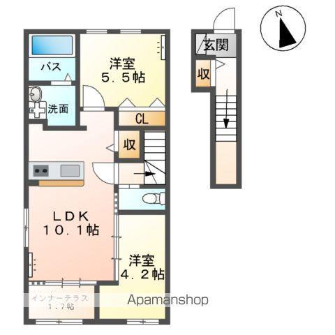 北真舟アパート(2LDK/2階)の間取り写真