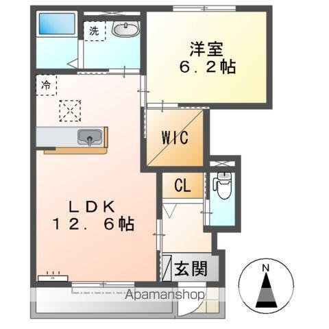 ボヌール・ハル(1LDK/1階)の間取り写真