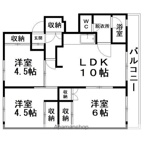 マンションMOTON駒場(3LDK/4階)の間取り写真