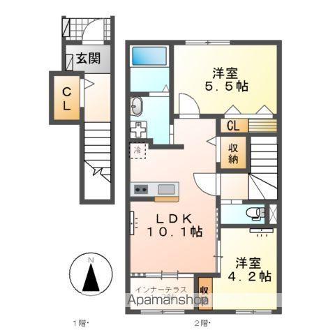 コンフォール青山(2LDK/2階)の間取り写真