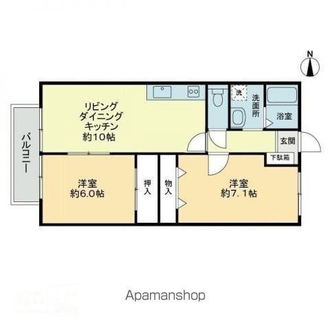 フォブール国分寺(2LDK/1階)の間取り写真