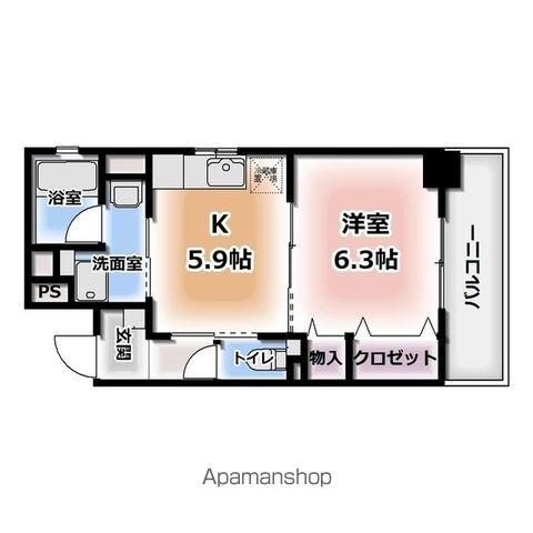 クリア壱番館(1DK/6階)の間取り写真