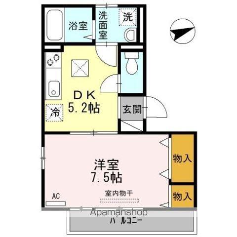 ボナールKⅢ(1DK/3階)の間取り写真