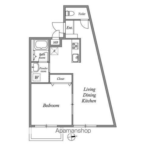 GRAN PASEO 方南町(1LDK/2階)の間取り写真