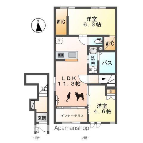 レヴァータⅠ(2LDK/2階)の間取り写真