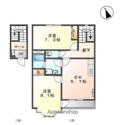 ピアコスモ(2DK/2階)の間取り写真