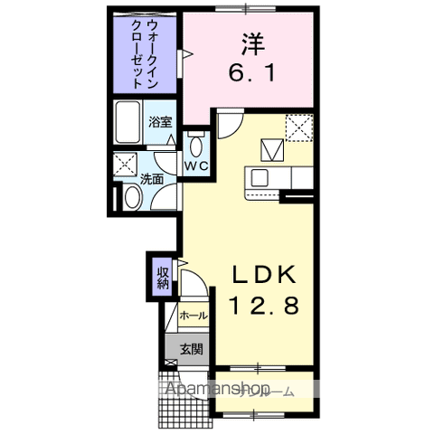 ココ メドウ Ⅱ A(1LDK/1階)の間取り写真