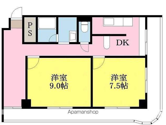 ロータリー本町(2DK/3階)の間取り写真