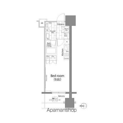 パークハビオ平河町(ワンルーム/13階)の間取り写真