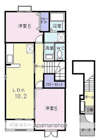 ヌーヴォー三木A(2LDK/2階)の間取り写真