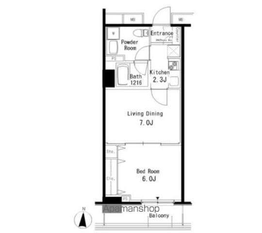 パークアクシス亀戸(1LDK/5階)の間取り写真