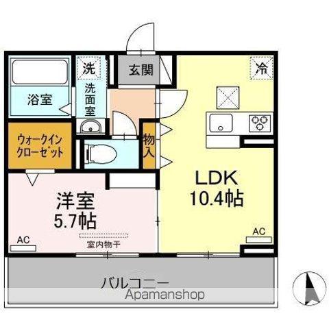 ラフィネ住吉(1LDK/1階)の間取り写真